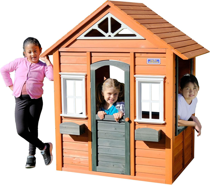 My First Wooden Playhouse: Working Door, Open Concept Design and